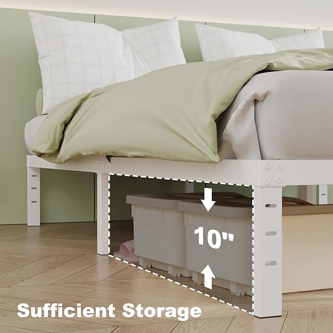 12 Inch Twin XL Bed Frames, Heavy Duty Metal Bed Frame Twin XL, No Box Spring Needed, Easy Assembly, Noise-Free, White