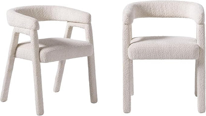 Walker Edison Ezra Modern Solid Wood Rounded Back Dining Chair - Natural (Set of 2)