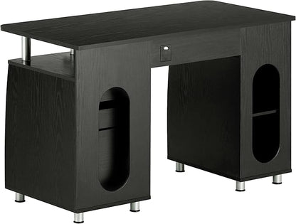 Techni Mobili 47.25" Ergonomic Computer Drawers & File Cabinet for Home Office Storage, Espresso Writing Desk