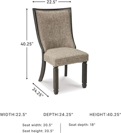 Signature Design by Ashley Tyler Creek Urban Farmhouse Upholstered Dining Chair, 2 Count, Almost Black