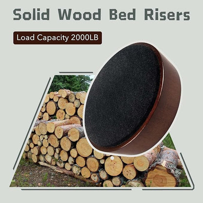 Bed Risers Wood Blocks - 1 Inch Circle Furniture Height Extenders Lifts for Sofa Couch Desk Chair Table Base Raising Space, Convenient Store and Cleaning, Pack of 4