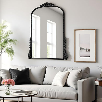 SHYFOY Antique Wall Mirror, Vintage Mirrors for Wall Decor, Baroque Decorative Mirror for Living Room Entryway Powder Room, Traditional Elegant Ornate Mirror, 31.5'" X 23.6'' Black-Gold
