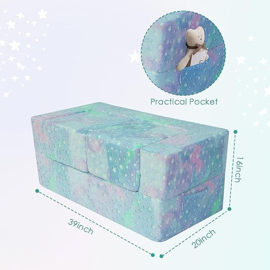 MeMoreCool Kids Play Couch for Playroom, Toddler Glow in Dark Sofa, Modular Bedroom Furniture