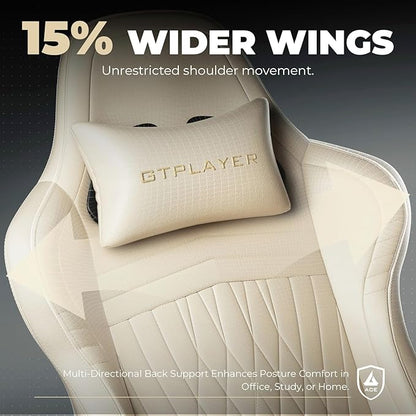 GTPLAYER ACE-PRO Music Gaming Chairs – Built-in Speakers, App Support & Bluetooth Control, Footrest & Pocket, Gamer Chair for Adults, Ivory
