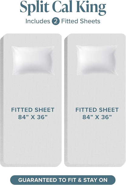 Bare Home Ultra-Soft Split Cal King Sheet Set - Luxury 1800 - Hydro-Brushed - Deep Pockets - Easy Fit - 4 Piece Set - Bedding Sheets & Pillowcases (Split California King, Cloud Grey)