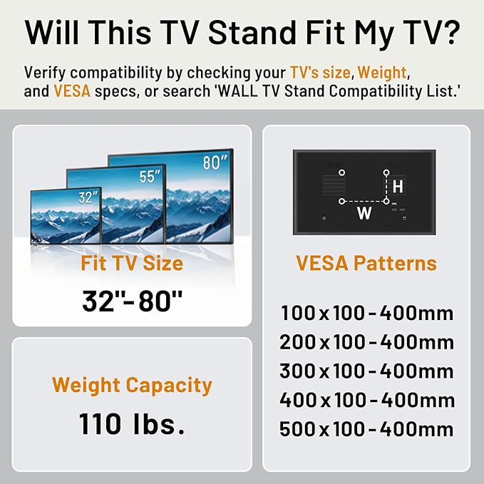WALL V5 High Type | Minimalist Rolling TV Stand for 32–80 Inch | Satin Black | Portable, Space Saving, Height Adjustable, No Drill | for Living Room and Bedroom | Japan-Engineered Design