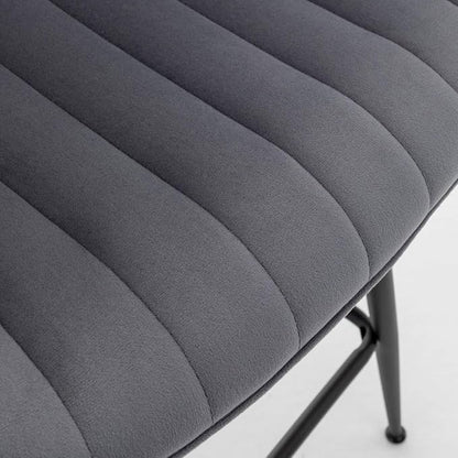 Counter Height Bar Stools, Modern Velvet Barstools Set of 2 with Black Legs and Fabric Seat and Back for Kitchen Island, Grey.