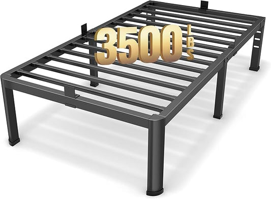 16 Inch Twin Size Metal Platform Bed Frame with Round Corners, Storage Space Under High Bed Frame-Heavy Duty Steel Slats Support, Noise Free - Easy Assembly - No Box Spring Needed