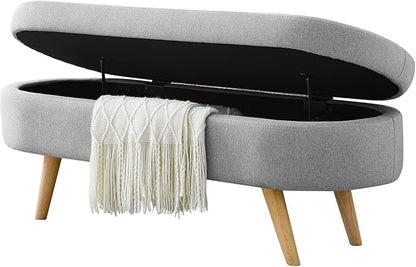 NicBex Ottoman Bench with Storage for Bedroom, 43.5" Upholstered End of Bed Bench with Rubber Wood Legs, Linen Storage Bench for Living Room or Entryway,