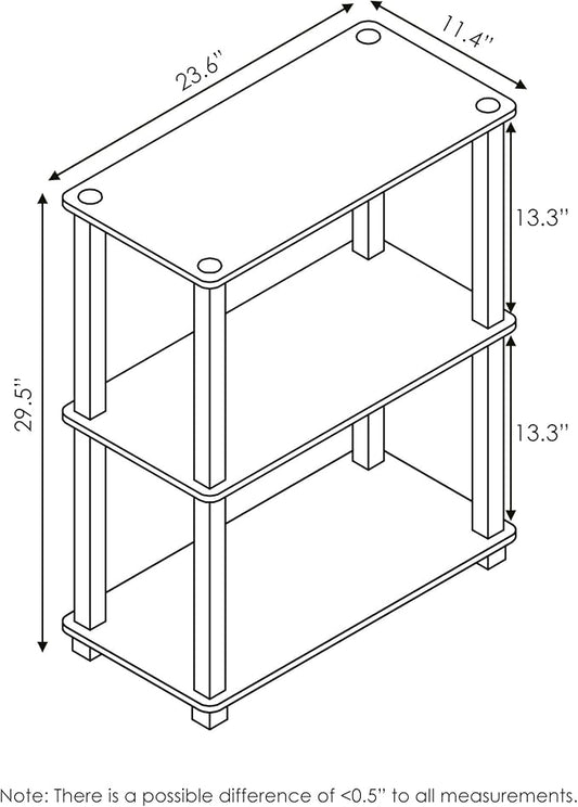 Furinno Turn-S-Tube 3-Tier Compact Multipurpose Shelf Display Rack with Square Tube, Sonoma Oak/White