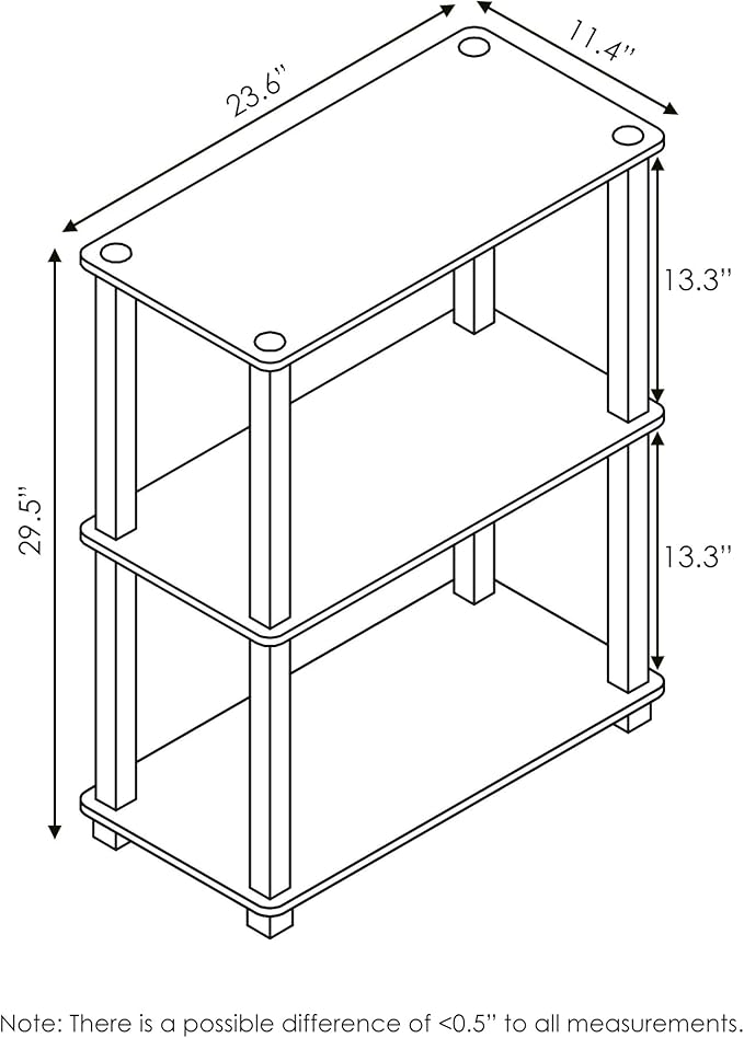Furinno Turn-S-Tube 3-Tier Compact Multipurpose Shelf Display Rack with Square Tube, Espresso/Black