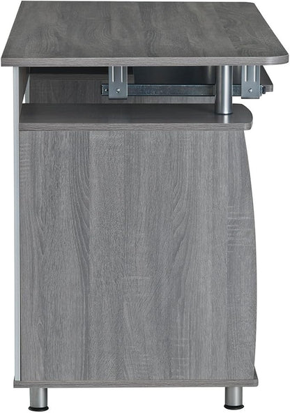 47.5'' Computer Desk with File Cabinet and Drawers, Storage Cabinet with Removable Shelf and Ventilation for CPU, Home Office Desk or Computer Workstation with Keyboard Tray, Grey