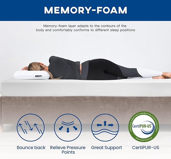 FDW | 6 Inch King Mattress | Medium Firm | Gel Memory Foam Mattress | White | Bed in a Box, CertiPUR-US Certified | Pressure Relief, Cooling Ventilated Foam | Washable Removable Cover