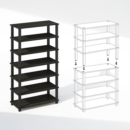 Furinno Turn-S-Tube 4-Tier Multipurpose Standing Shelves, Espresso/Black, Set of 2