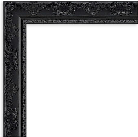 Amanti Art Bathroom Mirror for Over Sink, 25x25 Filigree Gloss Black Square Vanity Mirror, Medium Traditional Frame, Hangs Horizonally and Vertically, Bathroom Wall Decor, Beveled Edge