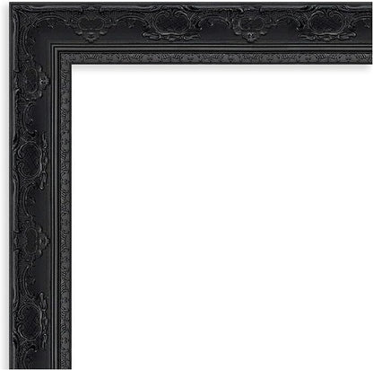 Amanti Art Bathroom Mirror for Over Sink, 29x41 Filigree Gloss Black Rectangle Vanity Mirror, Large Traditional Frame, Hangs Horizonally and Vertically, Bathroom Wall Decor, Beveled Edge