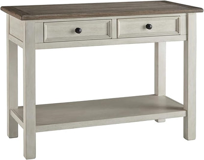 Signature Design by Ashley Bolanburg Farmhouse Rectangular Two Tone Sofa Table, Antique Cream