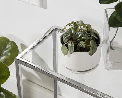 Kate and Laurel Jaspur Modern Slim End Table, 16 x 8 x 24, Silver, Decorative Glam Side Table for Use as Narrow Bedroom Nightstand or Living Room Accent