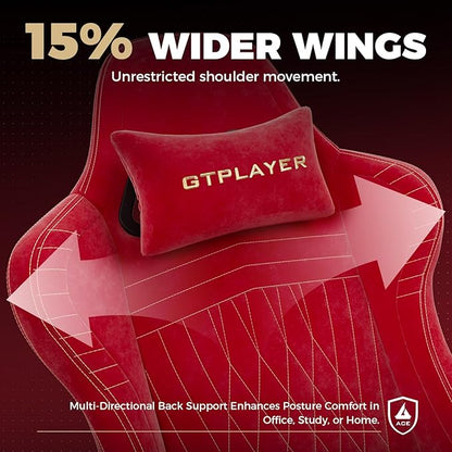 GTPLAYER ACE-PRO Music Gaming Chairs – Built-in Speakers, App Support & Bluetooth Control, Footrest & Pocket, Gamer Chair for Adults, Cherry Red - Velvet