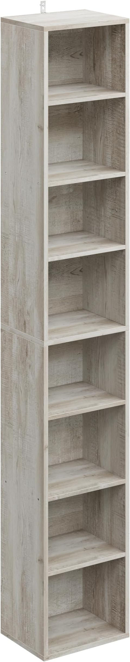 IRONCK Tall Narrow Bookshelf 8 Tiers, Compact Corner Bookcase, Easy to Match for Living Room, Office, Study, Bedroom