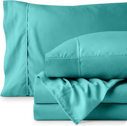 Bare Home Twin XL Sheet Set - College Dorm Size - Luxury 1800 Ultra-Soft Microfiber Twin Extra Long Bed Sheets - Deep Pockets - Easy Fit - Extra Soft - 3 Piece Set - Bed Sheets (Twin XL, Turquoise)