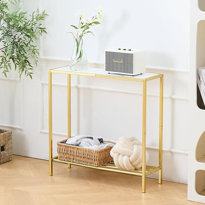 Wimarsbon 29.5" Sofa Tables, Narrow Console Table, 2 Tier Thin Sofa Table, Small Entryway Table with Shelf, Side Display Stand, Metal Frame Sturdy for Hallway, Living Room