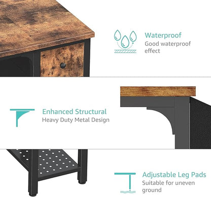 Lufeiya Computer Desk with Fabric Drawers, 47 Inch Desk for Small Space Home Office, Modern Simple Study Writing Table PC Desks for Bedroom, Rustic Brown