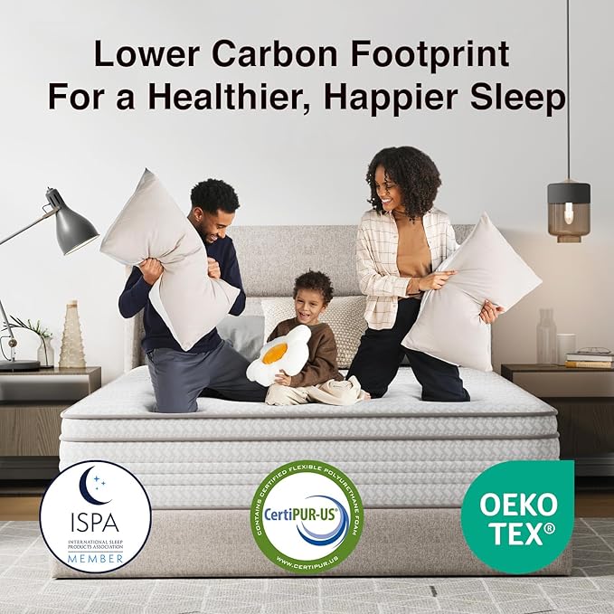 Novilla King Size Mattress, 10 Inch King Mattresses in a Box with Smarts™ Pocket Coil for Pressure Relief, Medium Firm Foam and Spring Hybrid Colchones with CertiPUR-US Certified