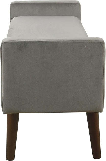 HomePop Home Decor | Upholstered Modern Velvet Storage Ottoman Bench | Ottoman Bench with Storage for Living Room & Bedroom | Decorative Home Furniture, Gray