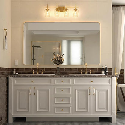 VONLUCE Bathroom Vanity Light, 4 Light Bathroom Light Fixture Over Mirror, Bathroom Wall Lamp with Clear Glass, Modern Gold Vanity Lighting fixtures for Bathroom, Bedroom, Hallway