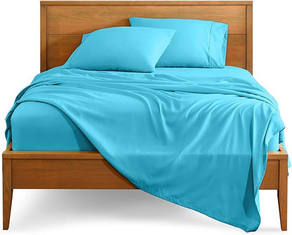 Bare Home King Sheet Set - Luxury 1800 Ultra-Soft Microfiber King Bed Sheets - Double Brushed - Deep Pockets - Easy Fit - 4 Piece Set - Bedding Sheets & Pillowcases (King, Aqua)