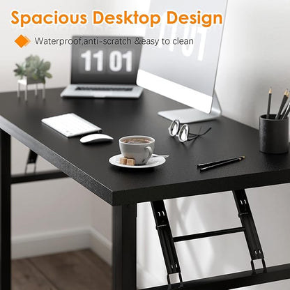 Need Office Computer Desk - 54.3L Sturdy and Heavy Duty Folding Laptop Table,Writing Table/Home Office Desk/Sewing Table,No Assembly Required (Black) AC5CB138