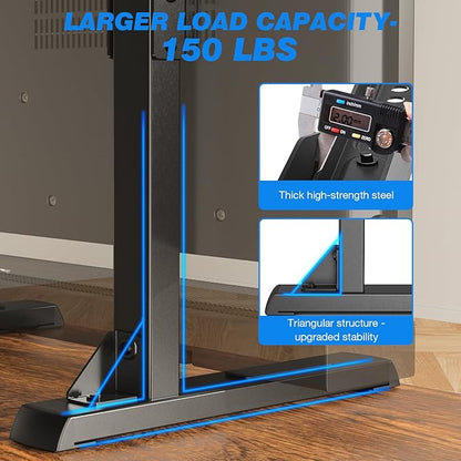 Rfiver Table Top TV Stand with Height Adjustable TV Legs, TV Stands Base with Cable Management for Most 37 to 86 Inch Flat or Curved TVs, Steel TV Feet Holds up to 150 lbs, Max VESA 800x600mm, Black