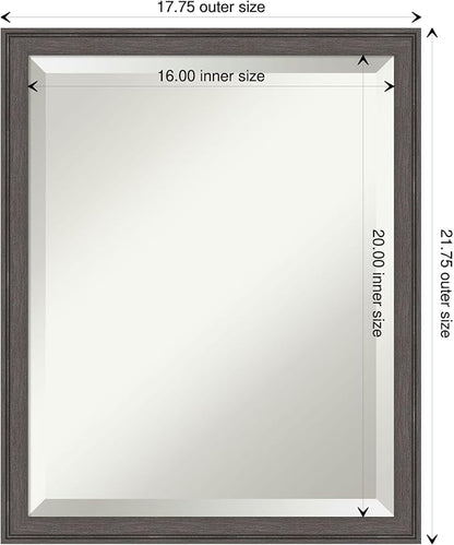 Amanti Art Silver Bathroom Mirror for Over Sink, 22x18 Florence Pewter Rectangle Vanity Mirror, Small Casual Frame, Hangs Horizonally and Vertically, Bathroom Wall Decor, Beveled Edge from WI, USA
