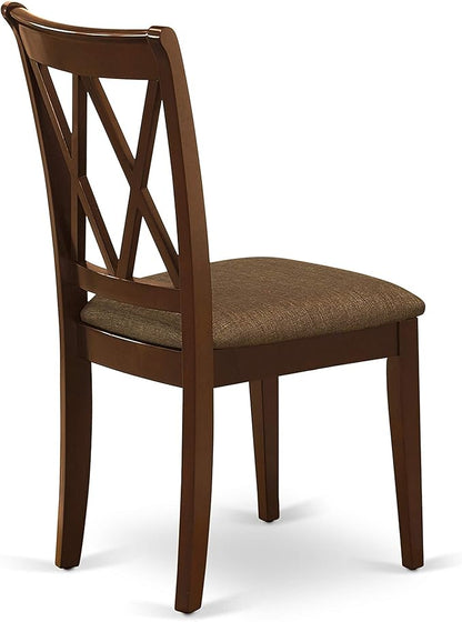 East West Furniture MZCL3-MAH-C 3 Piece Dining Table Set for Small Spaces Contains a Rectangle Dining Room Table with Dropleaf and 2 Linen Fabric Upholstered Chairs, 36x54 Inch, Mahogany