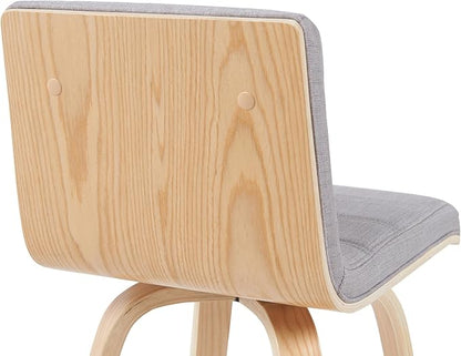 Vienna Modern Counter Height Swivel Bar Stool with Grey Upholstered Seat and Patterned Oak Wood Frame Set of 4