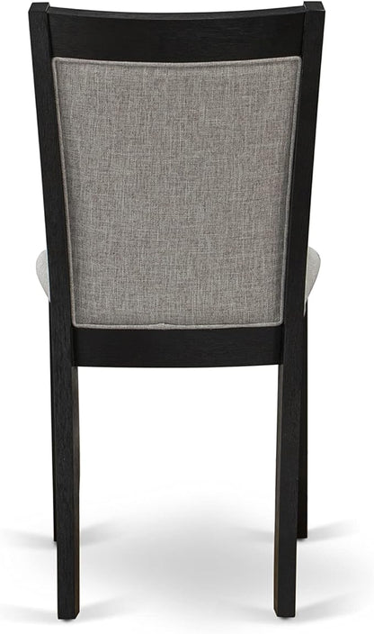 East West Furniture V677MZ606-5 5 Piece Kitchen Table & Chairs Set Includes a Rectangle Dining Room Table with V-Legs and 4 Shitake Linen Fabric Upholstered Chairs, 40x72 Inch, Multi-Color