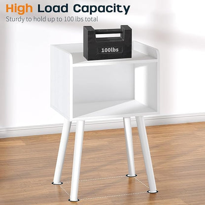 Yoobure Mid Century Modern Nightstand for Small Spaces - Small Side Table with Storage Shelf, Wood End Table Night Stand, Vintage End Tables Living Room, Minimalist Side Tables for Bedroom Dorm Office