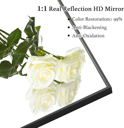 30x40 Inch Black Bathroom Mirror, Copper-Free Mirror, Aluminum Alloy Frame Vanity Mirror, Rectangle Wall Mounted Mirror, Modern Mirror for Bedroom/Living Room/Porch Horizontal or Vertical
