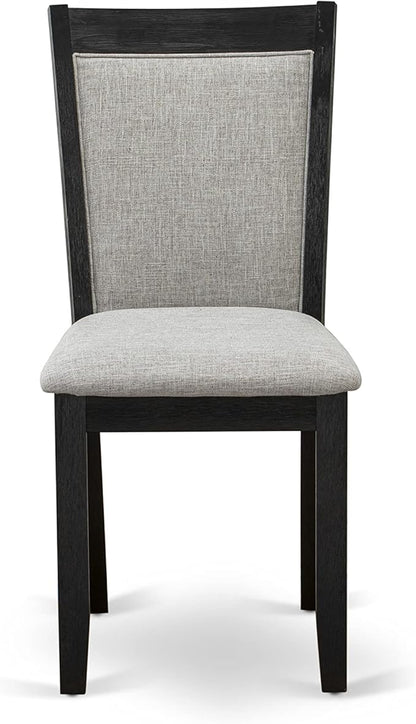 East West Furniture X627MZ606-5 5 Piece Dining Room Table Set Includes a Rectangle Kitchen Table with X-Legs and 4 Shitake Linen Fabric Parsons Dining Chairs, 40x72 Inch, Multi-Color