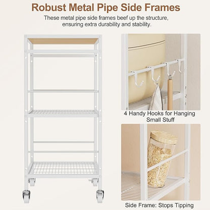 3-Tier Kitchen Cart with Adjustable Shelves - Microwave Storage Cart & Utility Rolling Organizer, Industrial Wheels for Small Spaces, 15.7"x23.6"x33.7" Kitchen Office Living Room Metal Rack