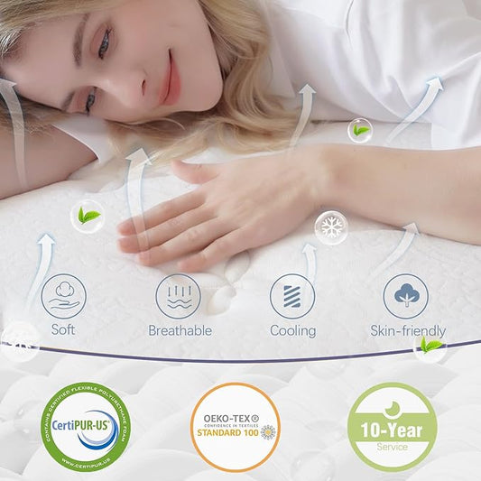 14 Inch King Size Mattress, King Mattress in a Box, Memory Foam Hybrid Mattresses with Individual Pocket Spring, Innerspring King Mattresses, Medium Firm Feel, CertiPUR-US Certified