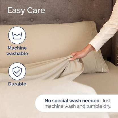 Cal King Size 4 Piece Sheet Set - Comfy Breathable & Cooling Bed Sheets Set - Hotel Luxury Bedding for Women, Men, Kids, Teens, Boys & Girls - Deep Pockets, Ultra-Soft, Wrinkle Free - Oeko-Tex - Cream