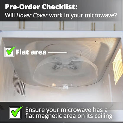 Magnetic Splatter Cover, 12-Inch Clear BPA-Free Food Lid, Vented Plate Guard with Steam Vents, Anti-Splash Microwave Lid, Dishwasher Safe, Space-Saving Magnetic Storage - Heather Gray