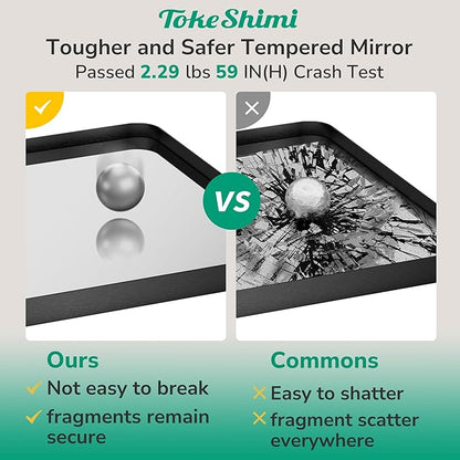 TokeShimi 36x36 Matte Black Bathroom Mirror,Bathroom Vanity Mirror Square,Tempered Glass,Black Framed Bath Mirror Wall(Horizontal/Vertical)