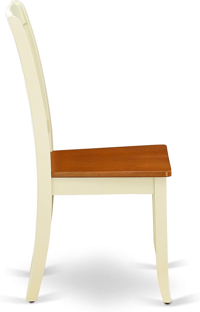 East West Furniture DODA7-BMK-W 7 Piece Dining Table Set Consist of a Rectangle Dinner Table with Butterfly Leaf and 6 Dining Room Chairs, 42x78 Inch, Buttermilk & Cherry