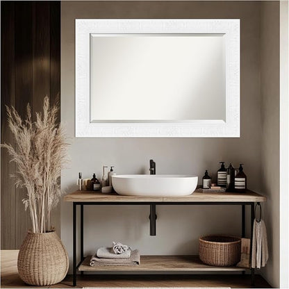Amanti Art White Bathroom Mirror for Over Sink, 31x43 Luxe White Rectangle Vanity Mirror, Large Traditional Frame, Hangs Horizonally and Vertically, Bathroom Wall Decor, Beveled Edge