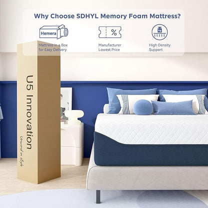 SDHYL Queen Mattress, 12 Inch Gel Infused Memory Foam Mattress for Good Sleep, Bed in a Box Mid Firm CertiPUR-US Certified & Fiberglass Free, Washable Cover, 80"*60"
