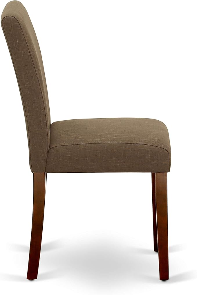 East West Furniture DUAB5-MAH-18 5 Piece Dining Set Includes a Rectangle Dining Room Table and 4 Coffee Linen Fabric Upholstered Chairs, 36x60 Inch, Mahogany