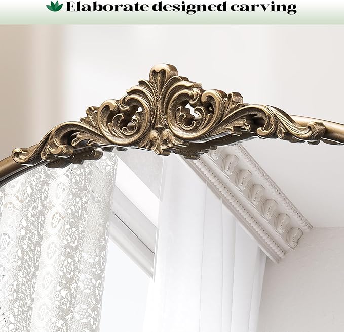Arched Antique Wall Mirror, 24"x40" Vintage Gold Bathroom Vanity Mirror, Ornate Arched Bronze Mirror for Over Sink/Fireplace/Entryway